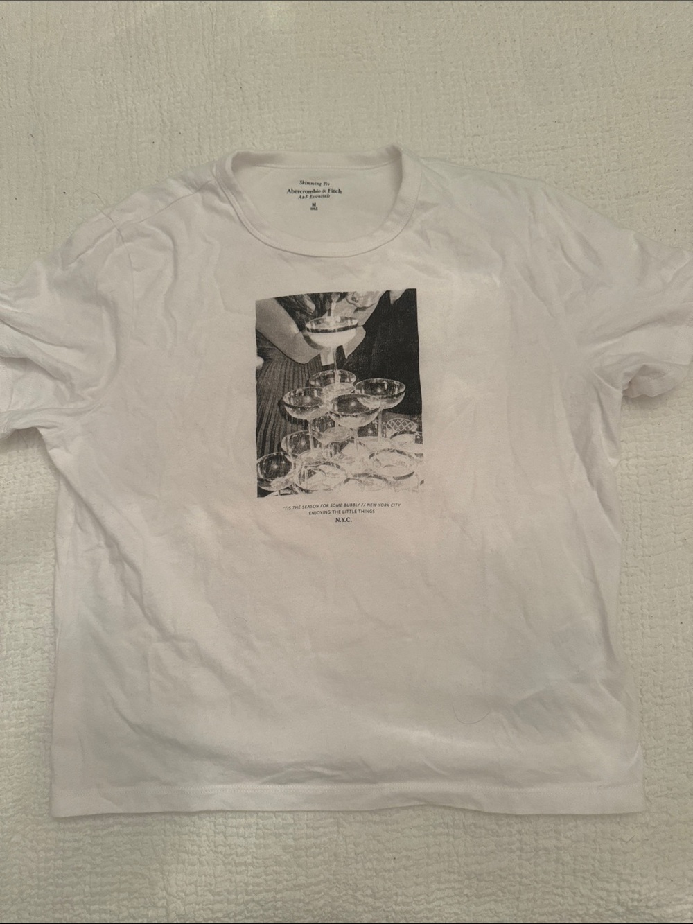 Abercrombie & Fitch White Short-Sleeve Tee with Black Photo Graphic